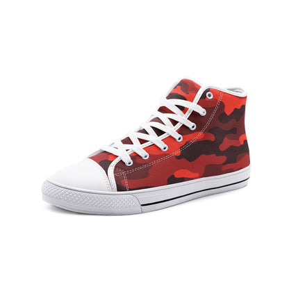 Camo Shoes | HIgh Top Canvas | Scarlet Red & Black Camouflage