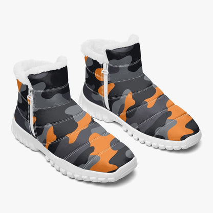 Camo Boots | Cotton-pad Fur Zipper Up | Orange, Black & Gray