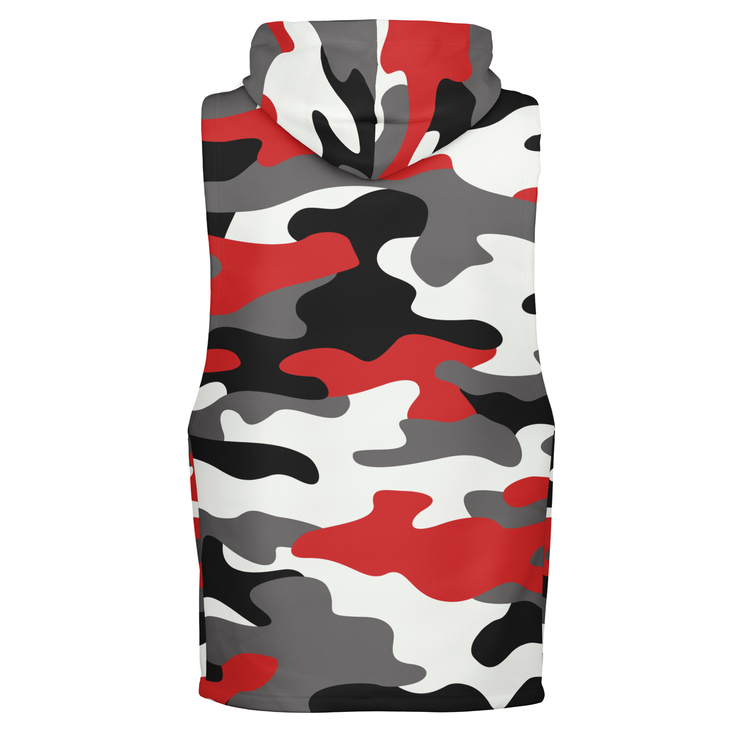 Sleeveless Hoodie | Red, Black & White Camouflage