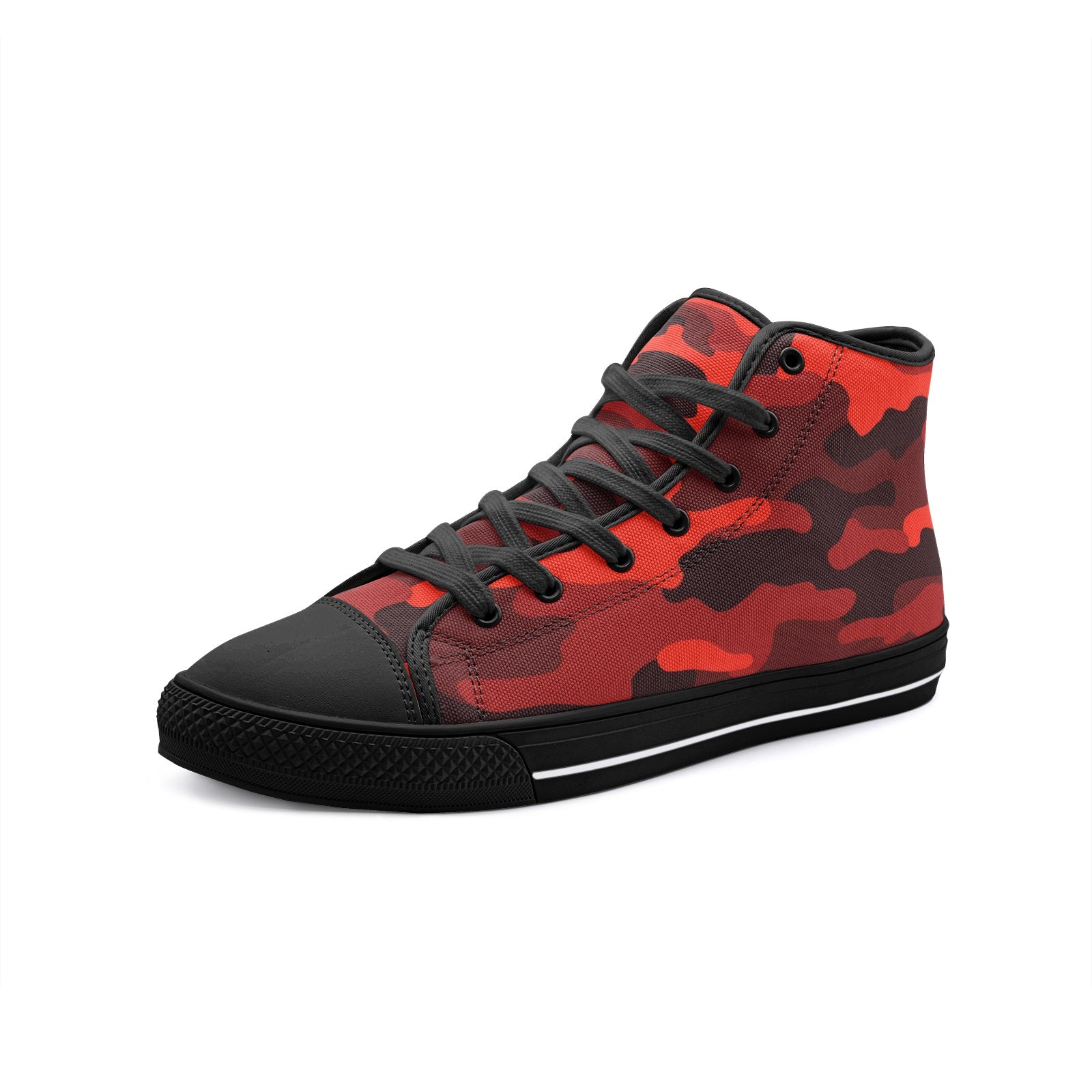 Camo Shoes | HIgh Top Canvas | Scarlet Red & Black Camouflage