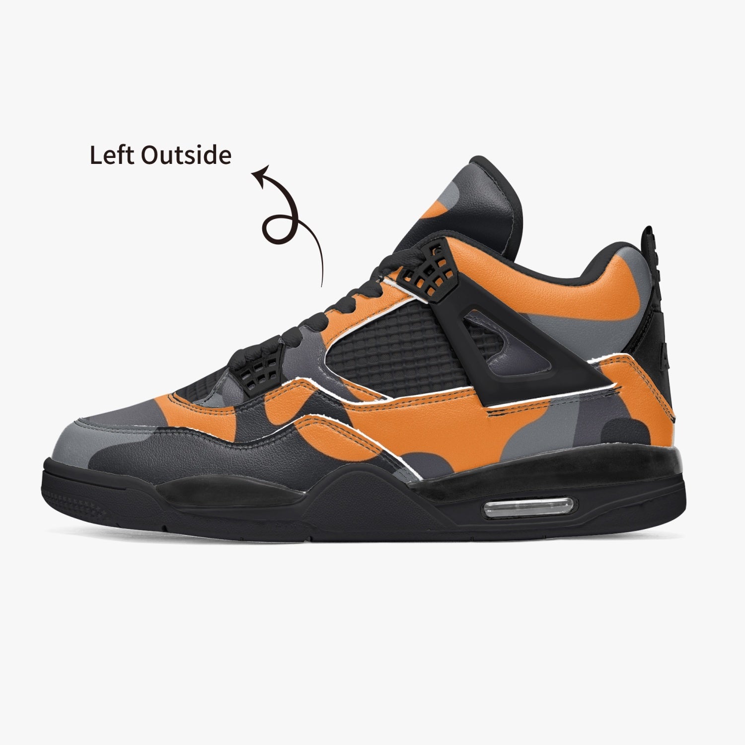 Camo Jordans AJ4 | Orange, Black and Gray Camouflage