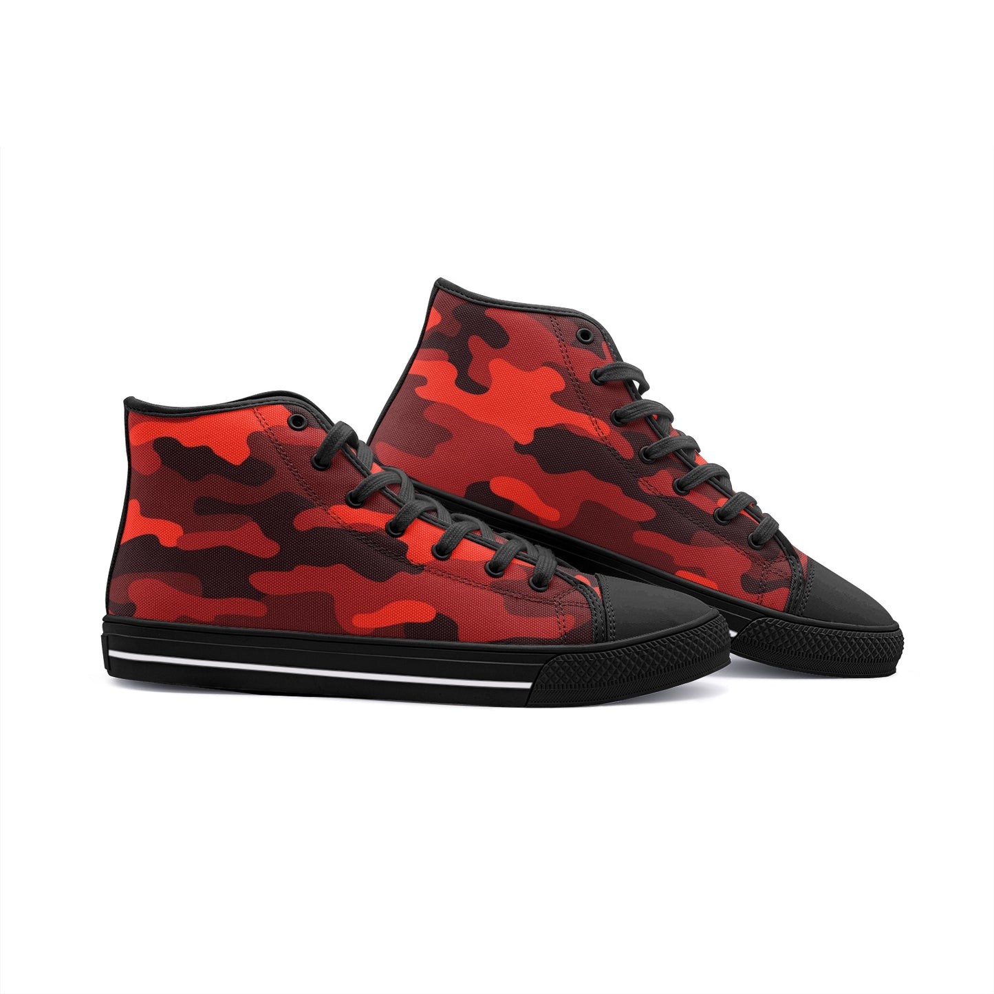 Camo Shoes | HIgh Top Canvas | Scarlet Red & Black Camouflage