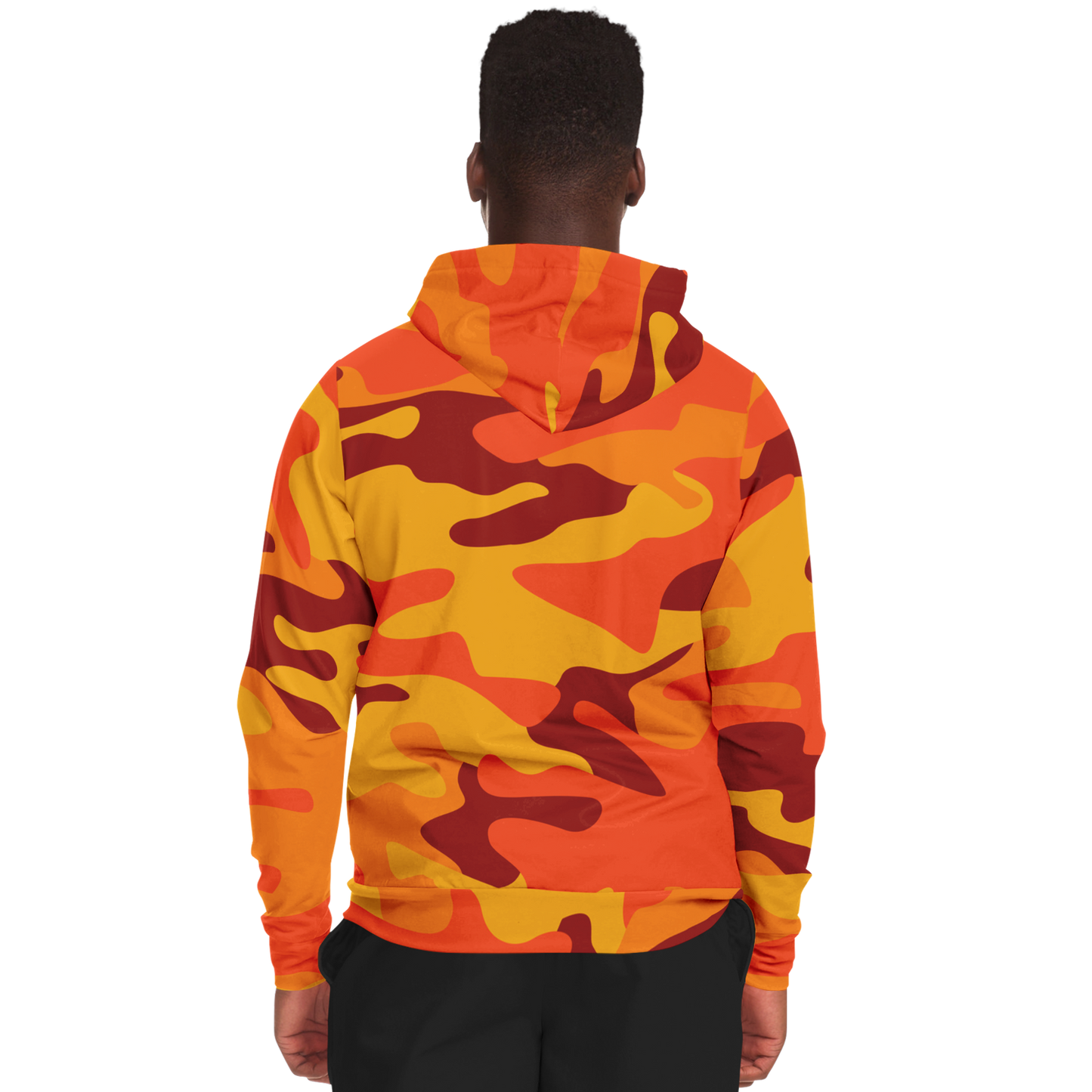 Zip-Up Hoodie | Orange & Red Camouflage