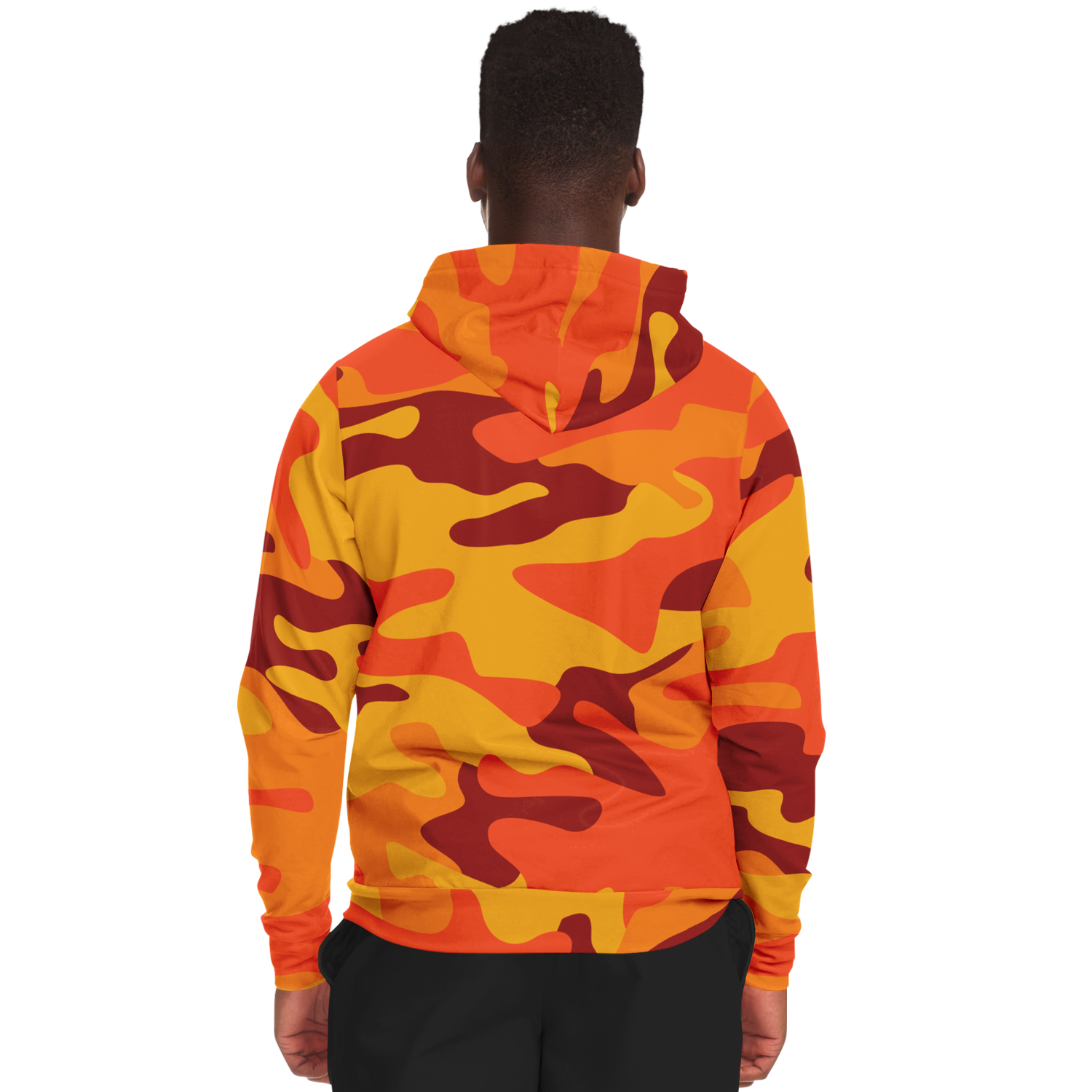 Zip-Up Hoodie | Orange & Red Camouflage