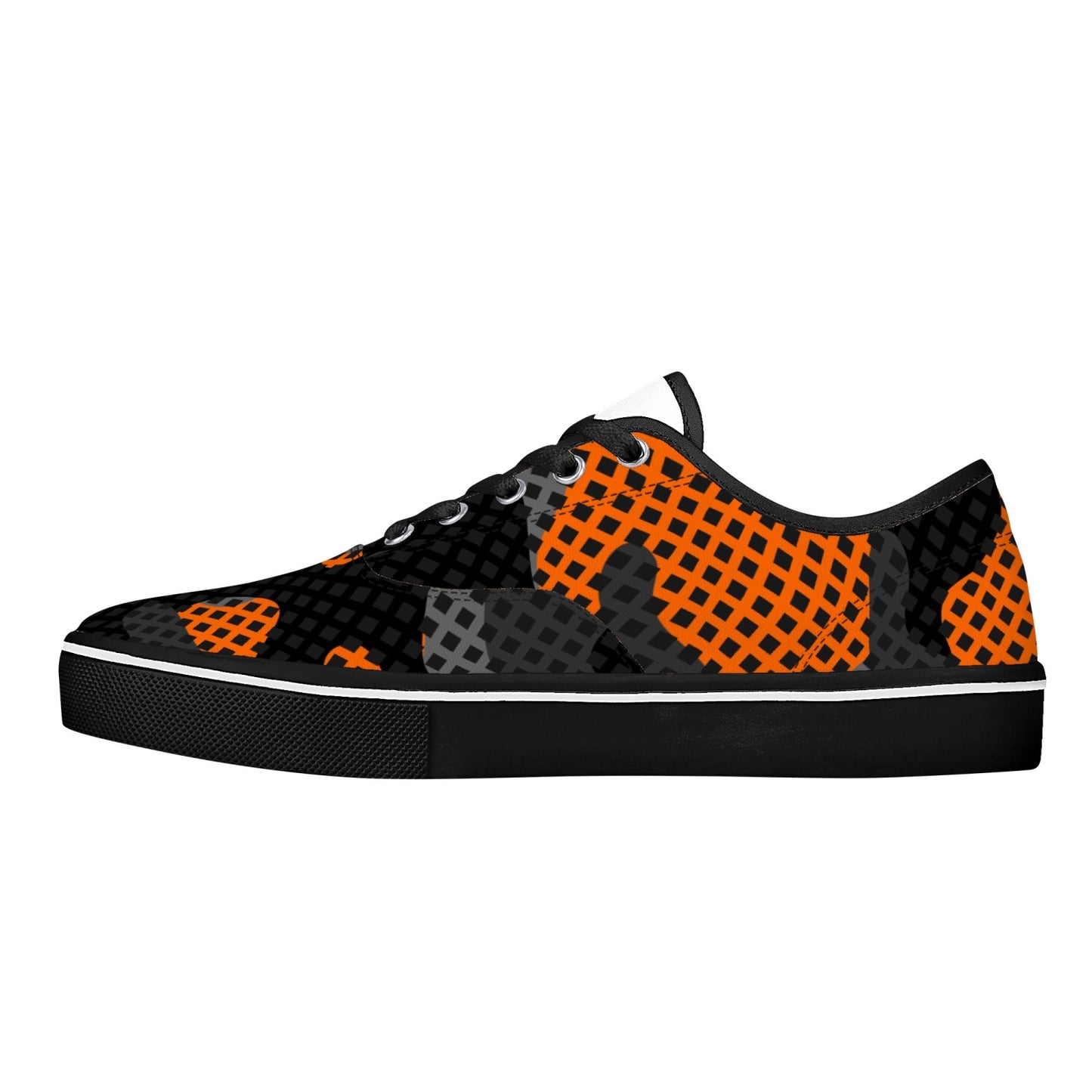 Camo Skate Shoes | Orange & Black Pixel Camouflage