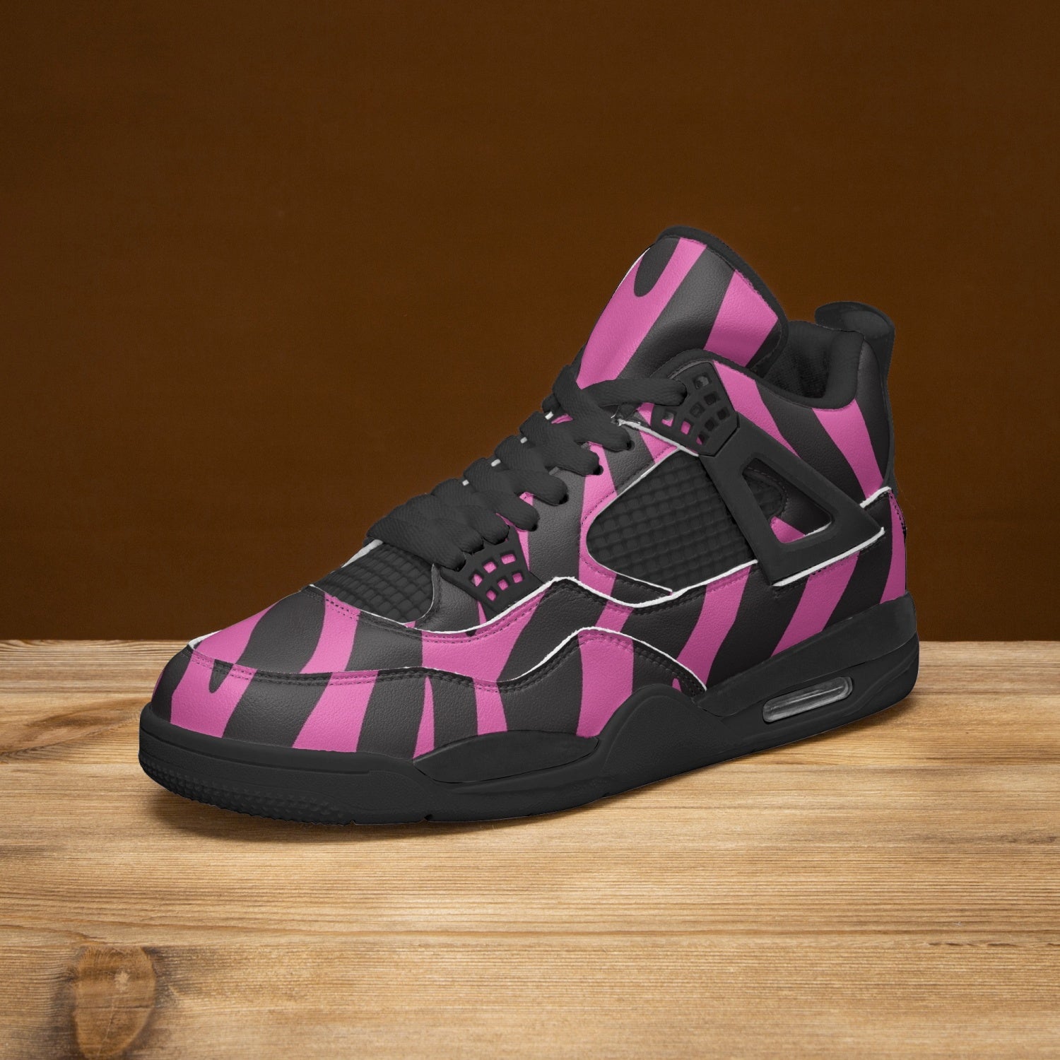 Zebra Jordans AJ4 | Pink and Black High-top Sneakers