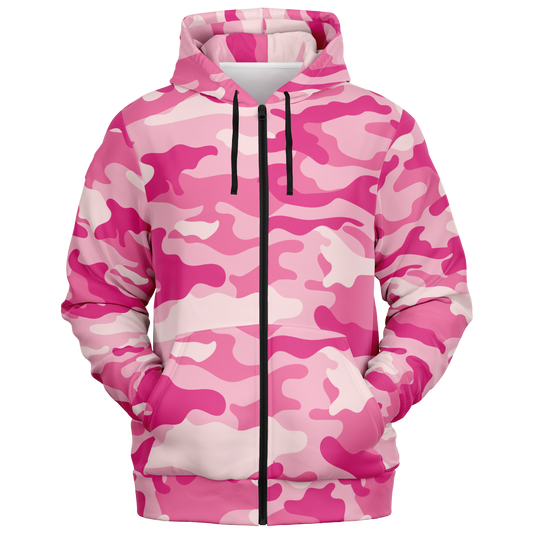 Zip-Up Hoodie | Lavender Pink Camouflage