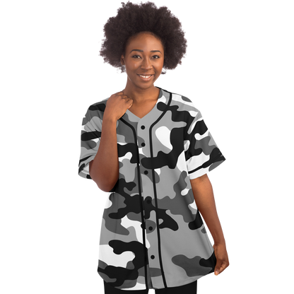 Camo Baseball Jersey | Black, White & Gray Camouflage