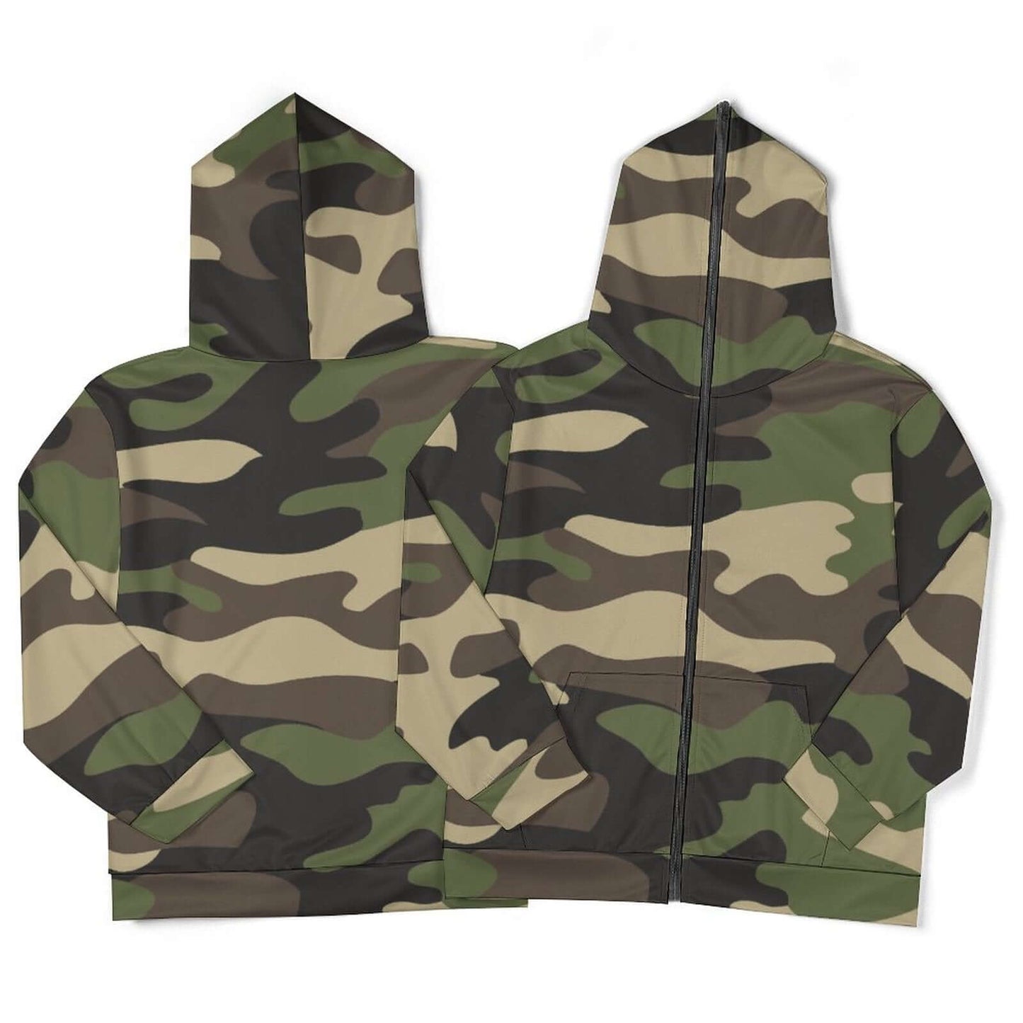 Zip up Camo Hoodie | Classic Green Camouflage