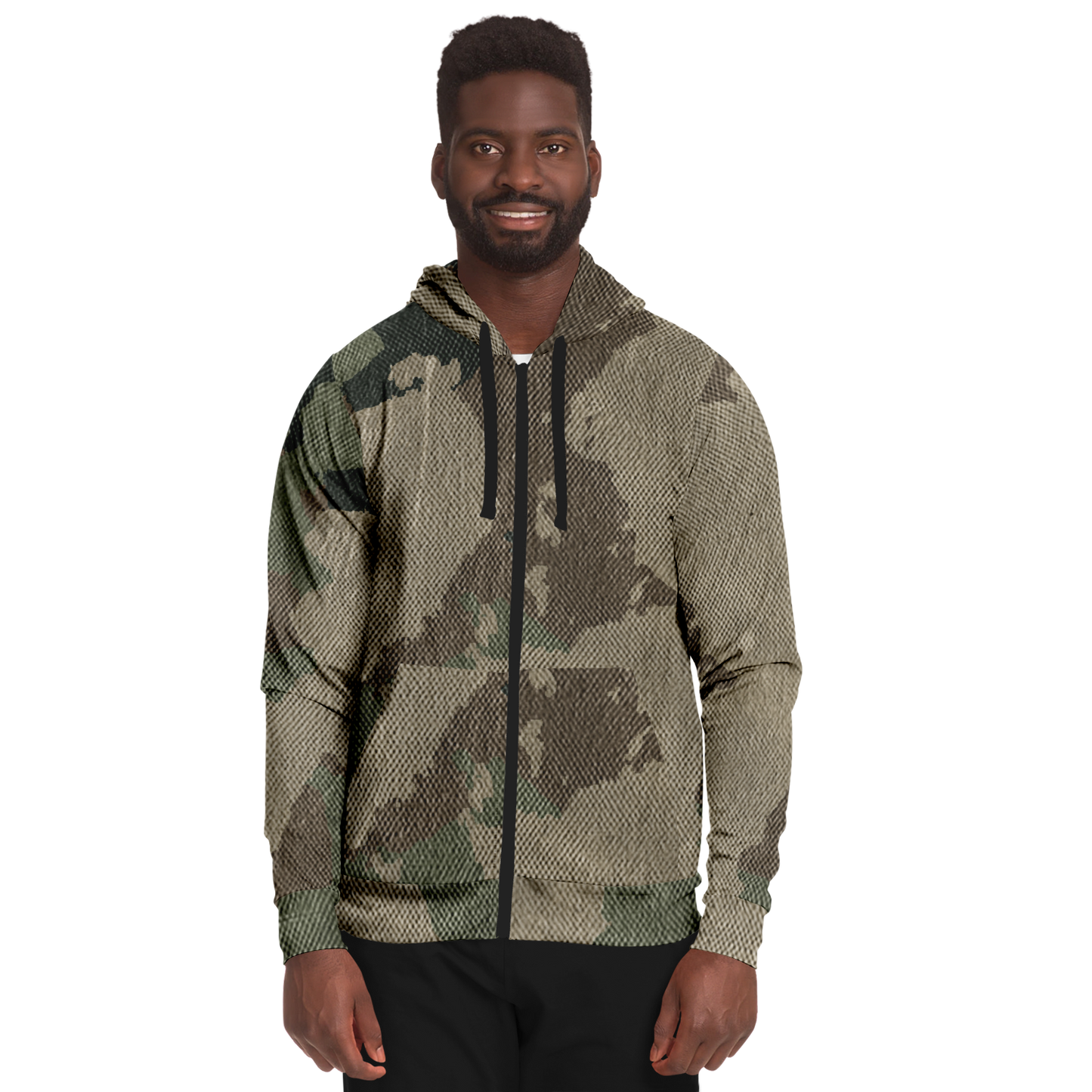 Zip-Up Hoodie | Dirty Brown Camouflage