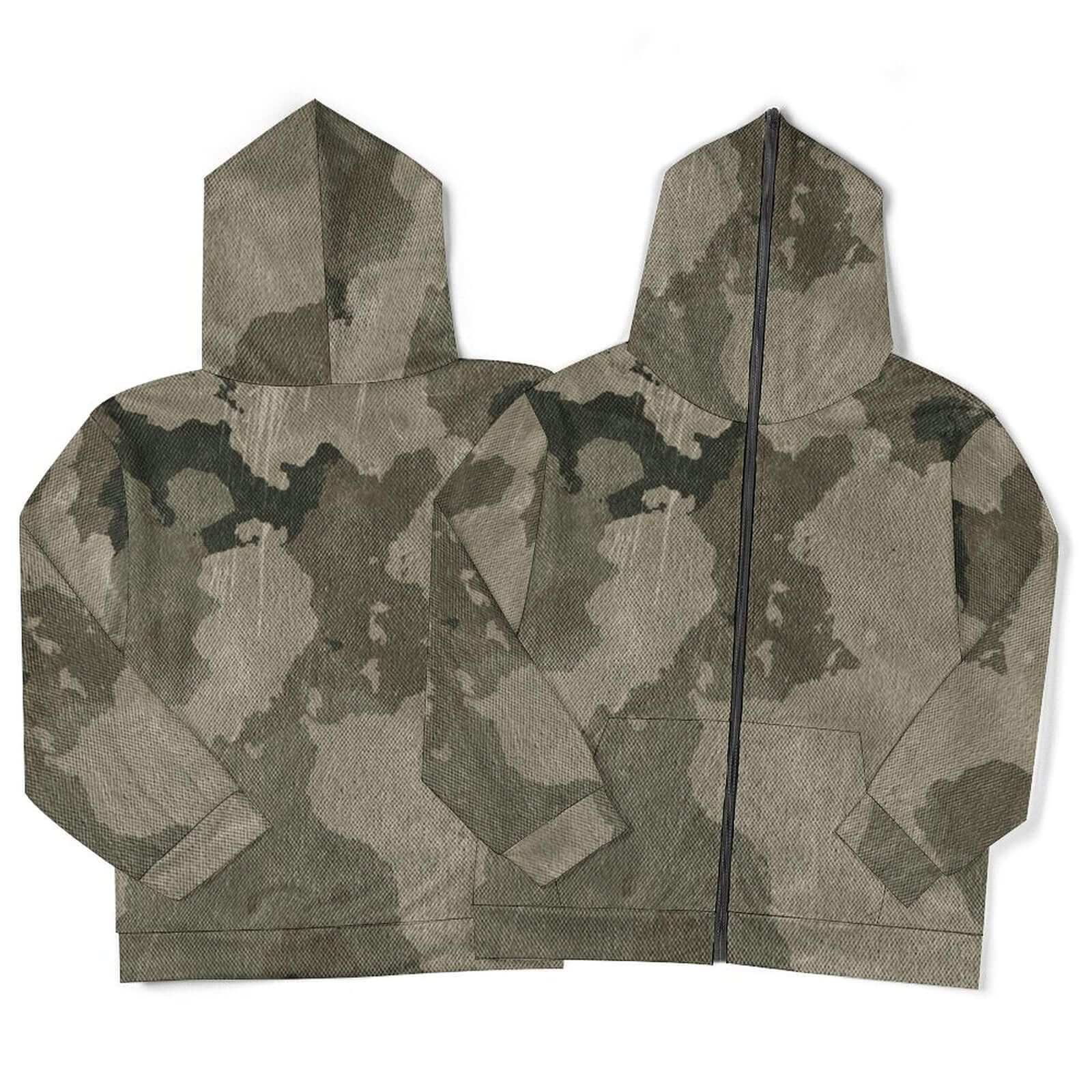 Zip up Camo Hoodie | Dirty Old Brown Camouflage