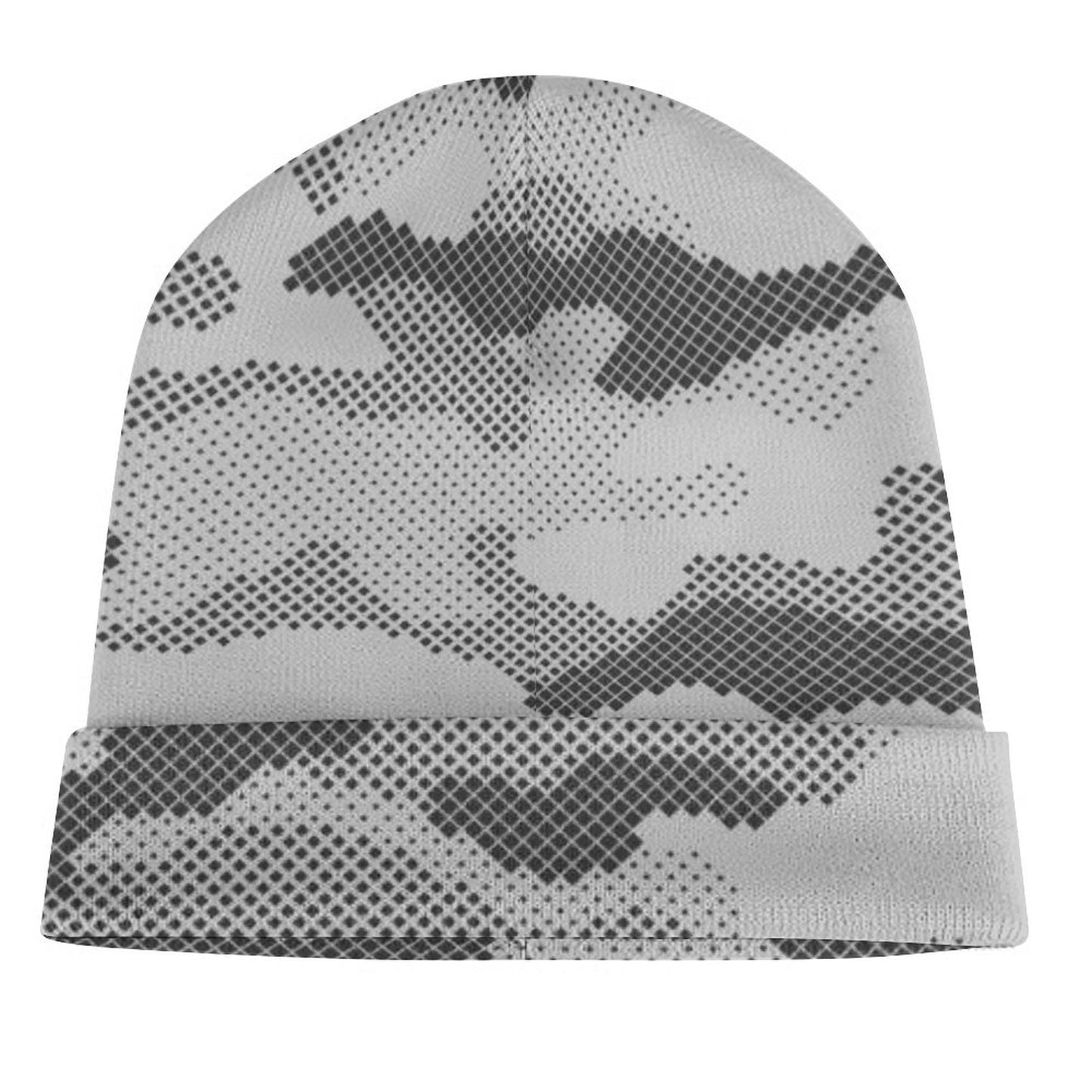 Camo Beanie | Black & White Digital Dotted Camouflage