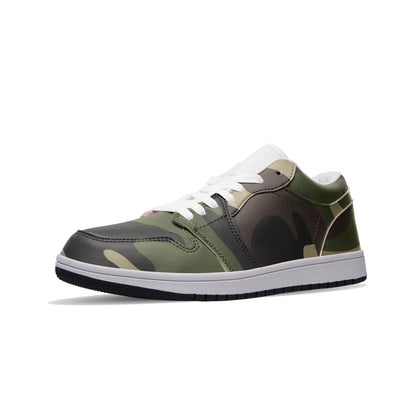 Camo Shoes | Classic Green Low Top Leather Sneakers