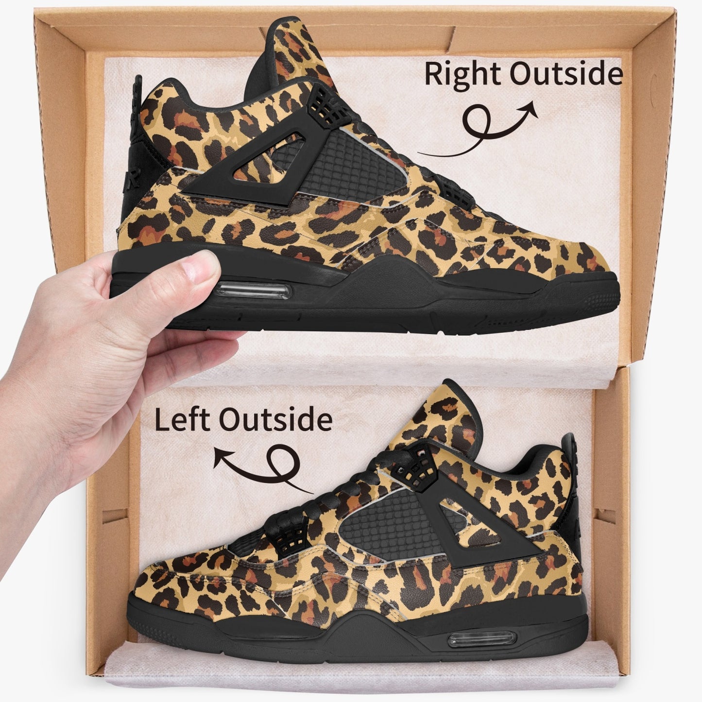 Leopard Jordans AJ4 | Classic Brown and Black Pattern