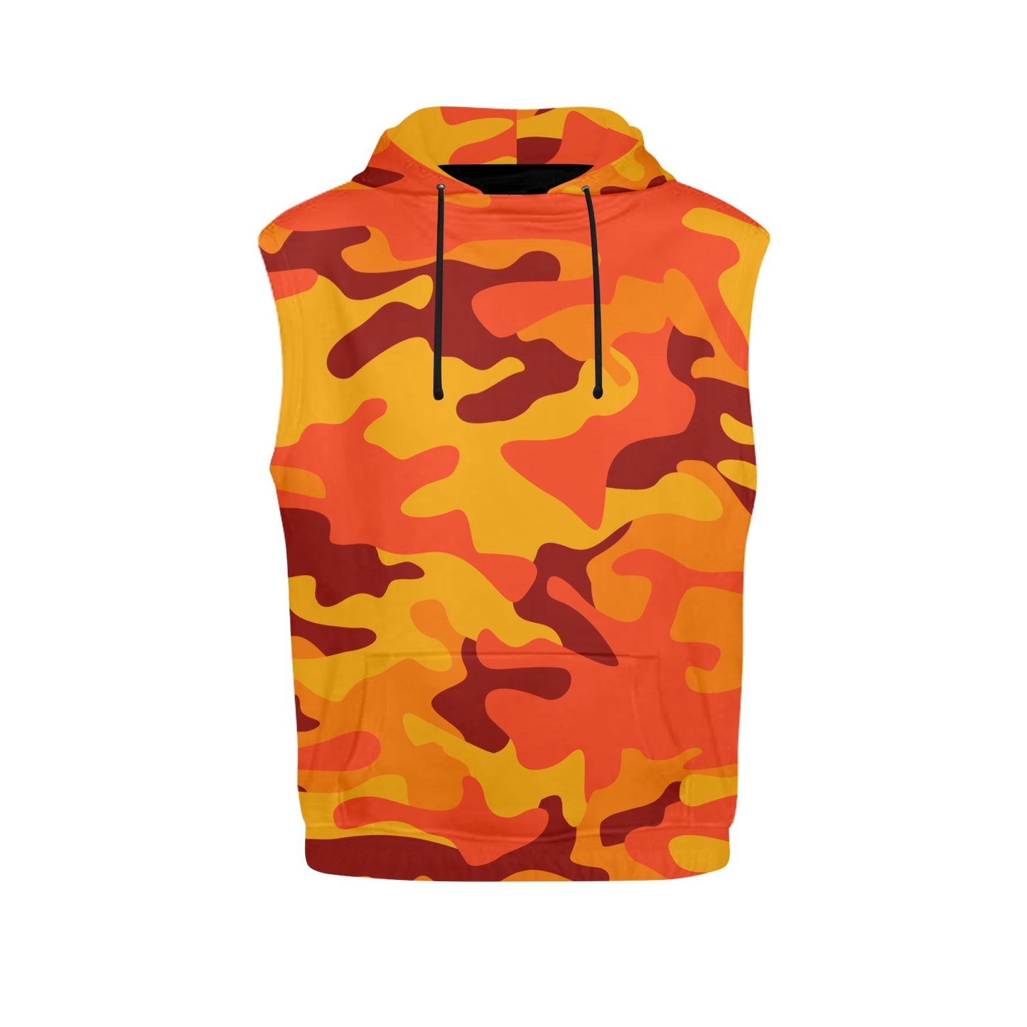 Sleeveless Camo Hoodie For Women | Orange and Red Camouflage