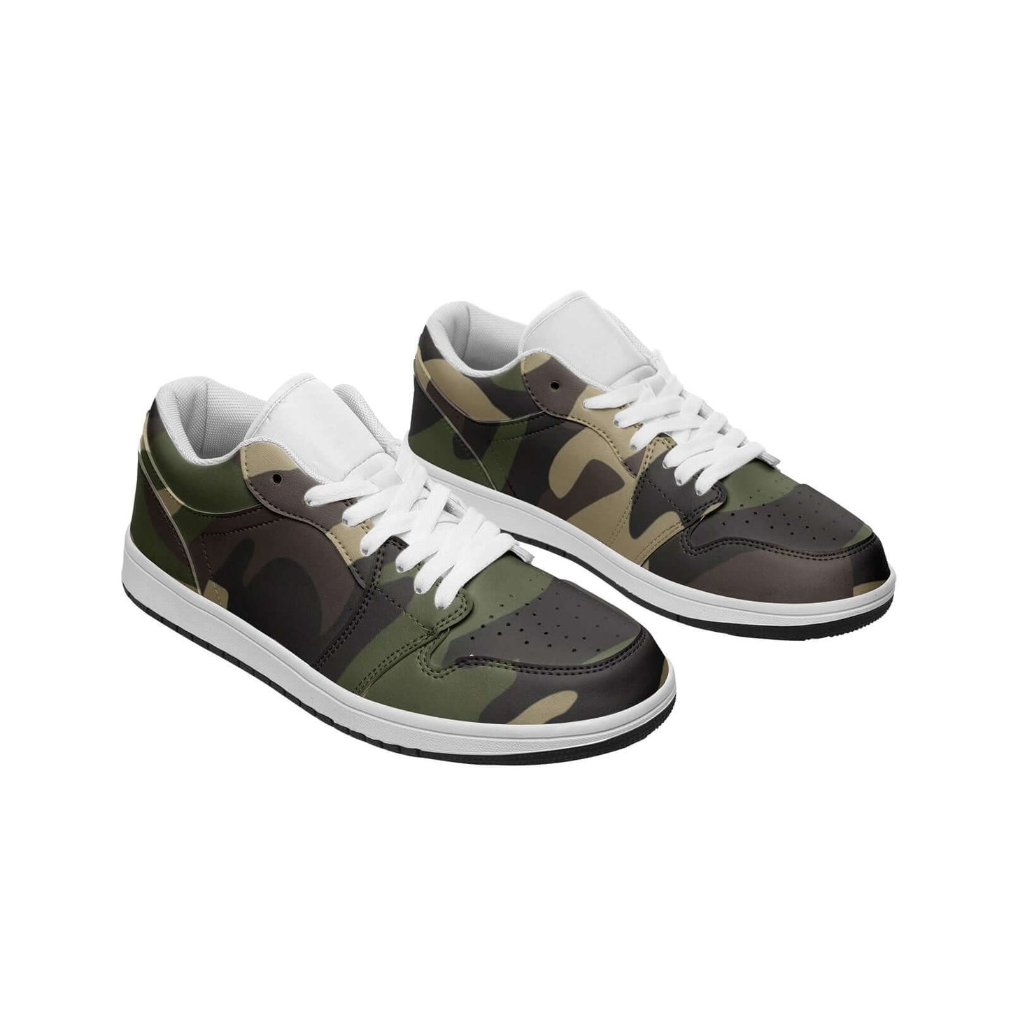 Camo Shoes | Classic Green Low Top Leather Sneakers