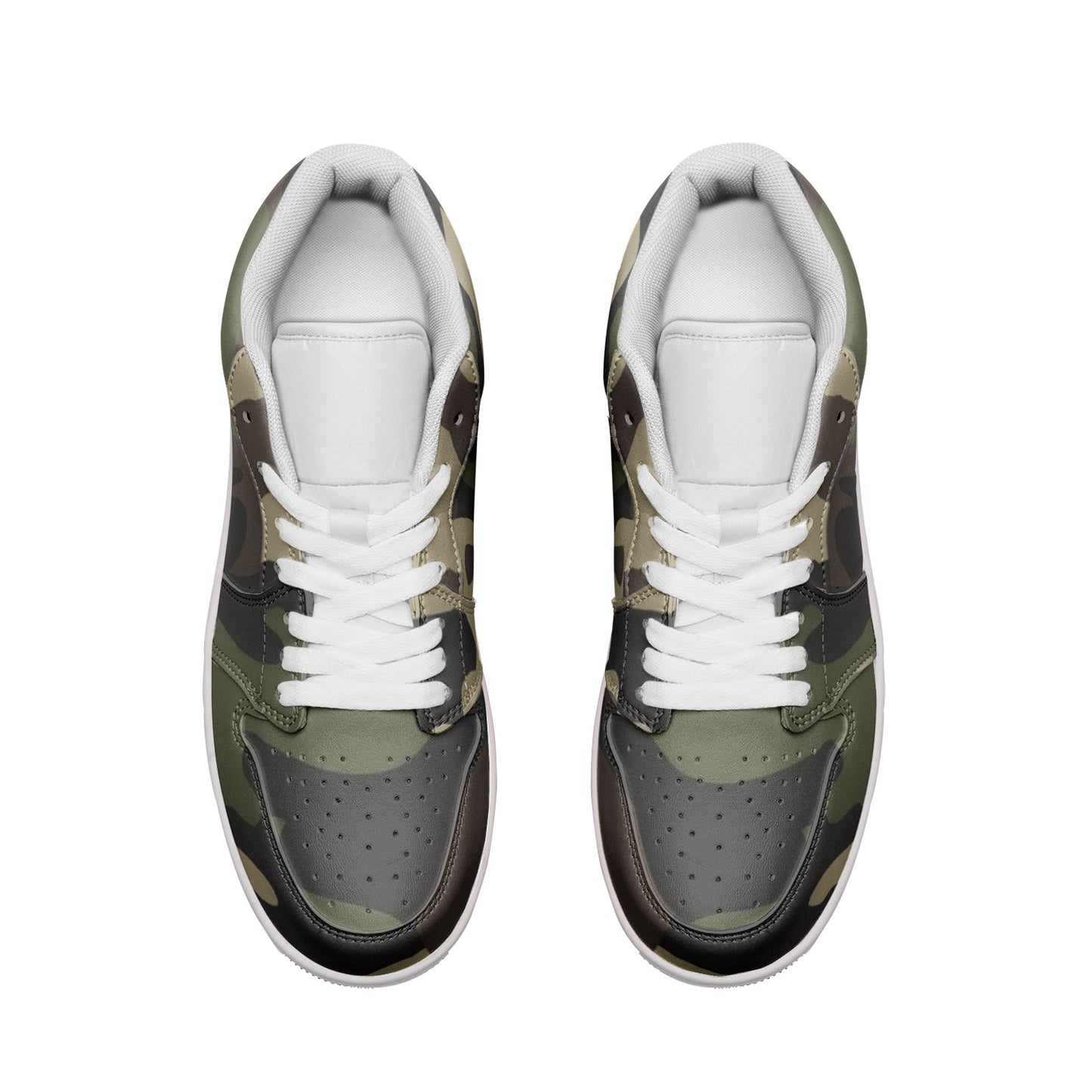 Camo Shoes | Classic Green Low Top Leather Sneakers