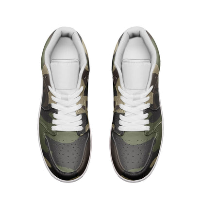 Camo Shoes | Classic Green Low Top Leather Sneakers