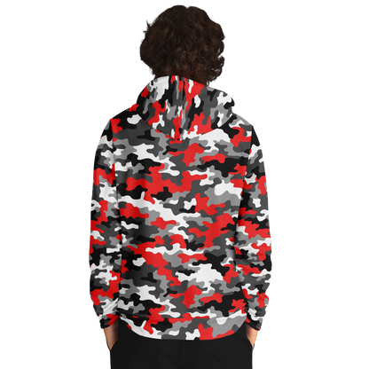 Red Camo Hoodie | Gray, Black, and White Mixed Camouflage