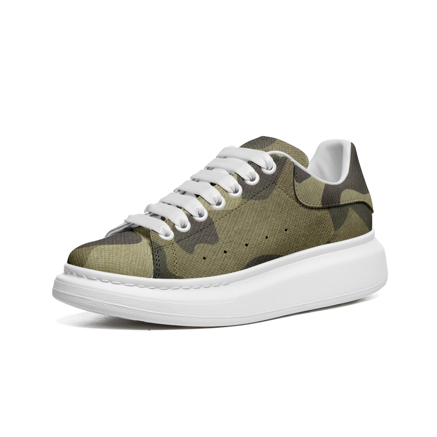 Oversized McQueen Sneakers | Green Fabric Camouflage