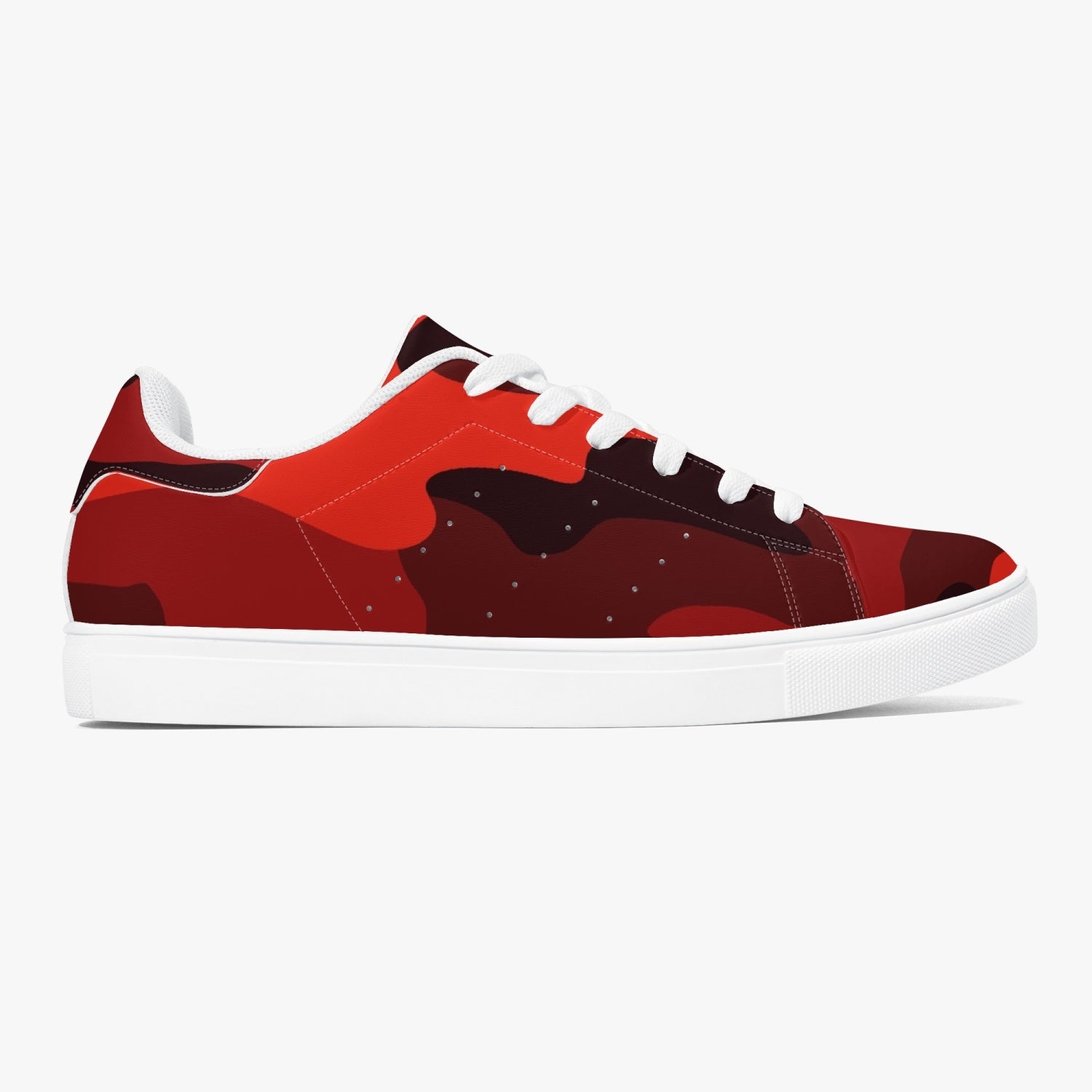 Camo Sneakers | Classic Low-Top Leather | Scarlet Red & Black