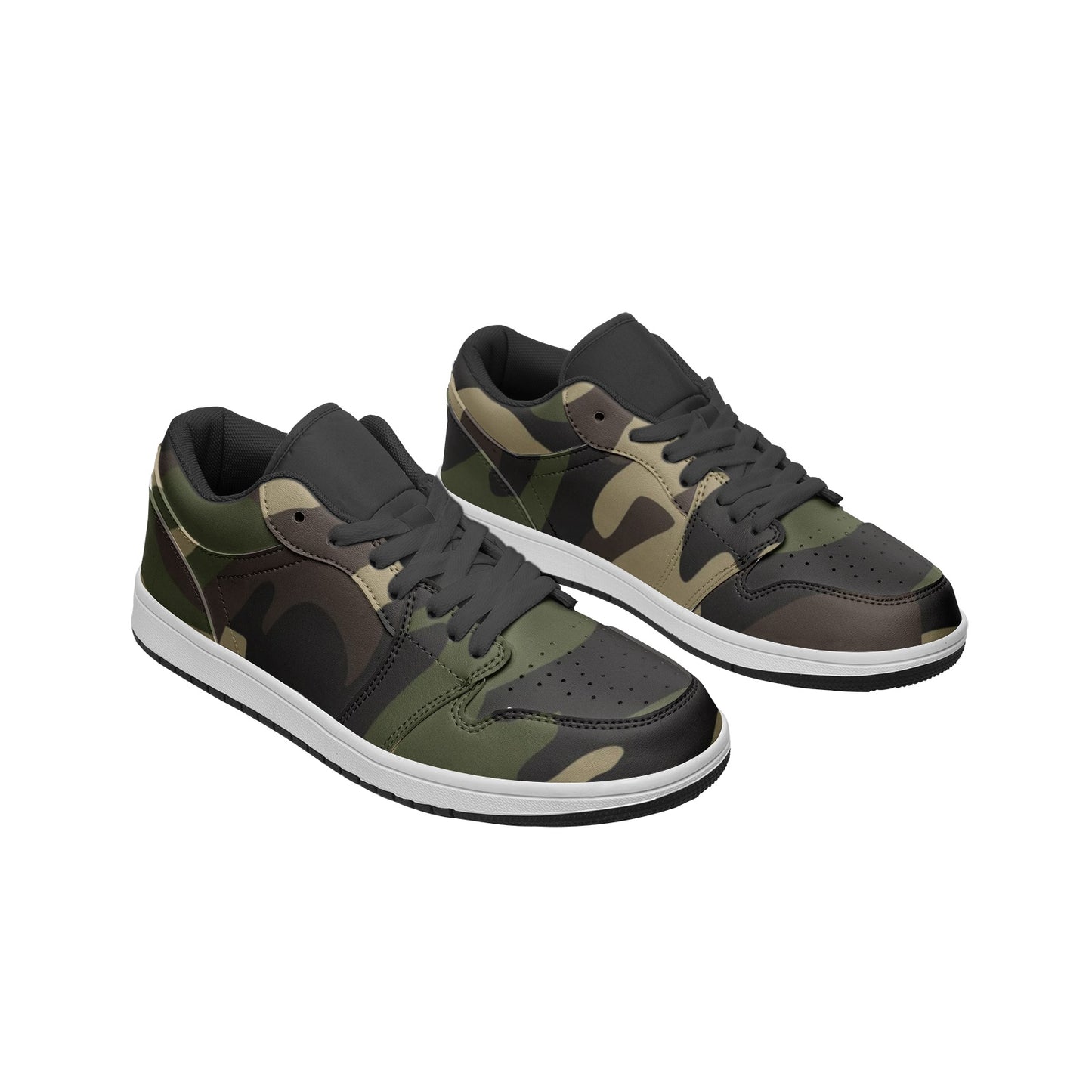 Camo Shoes | Classic Green Low Top Leather Sneakers