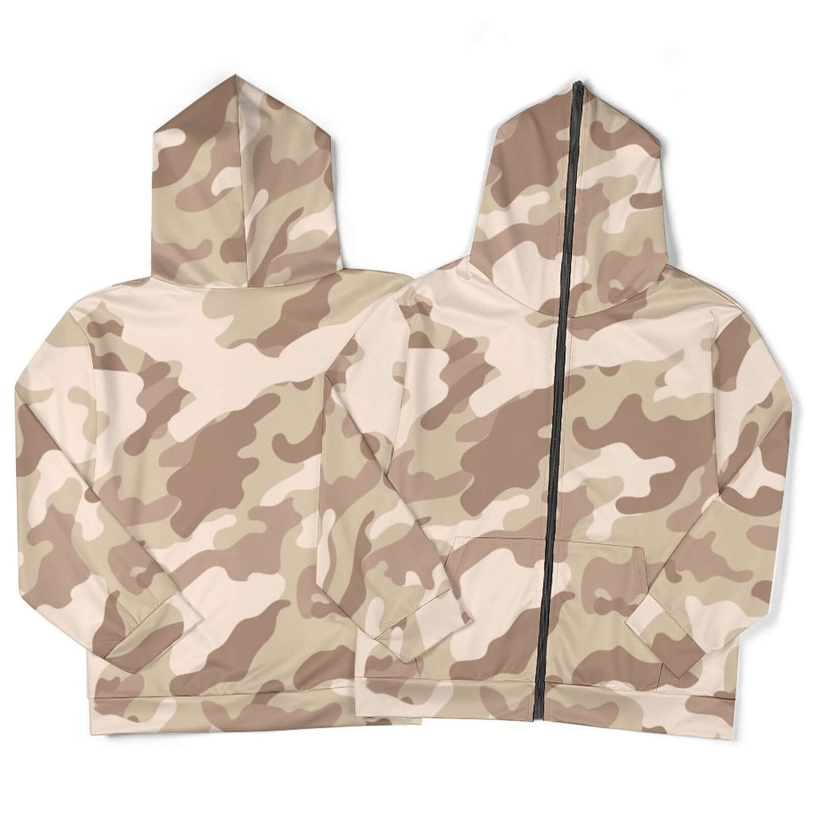 Zip up Camo Hoodie | Desert Brown Camouflage