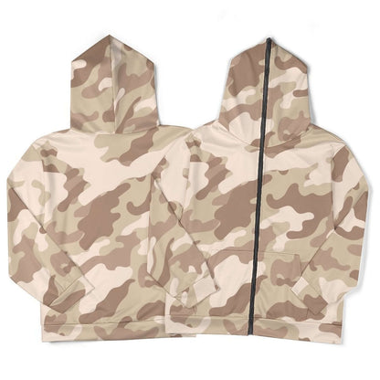 Zip up Camo Hoodie | Desert Brown Camouflage