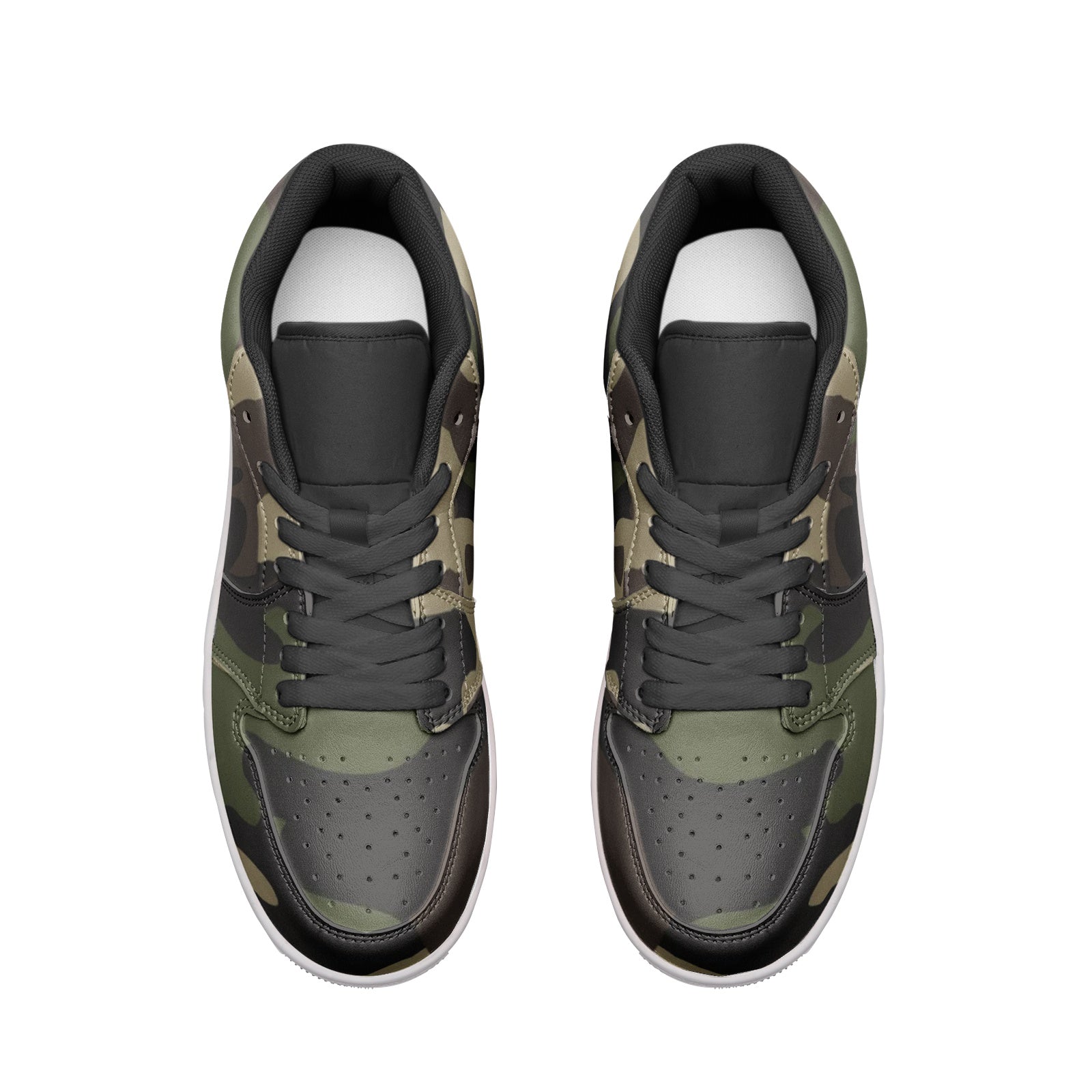 Camo Shoes | Classic Green Low Top Leather Sneakers