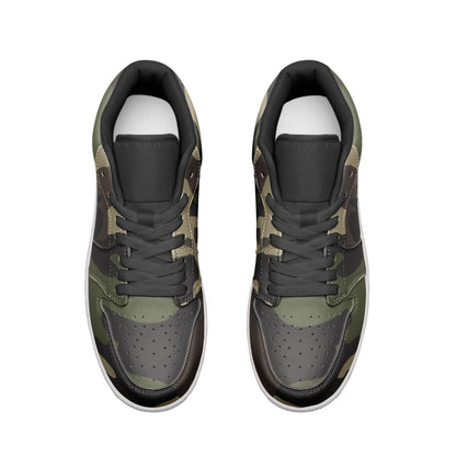 Camo Shoes | Classic Green Low Top Leather Sneakers