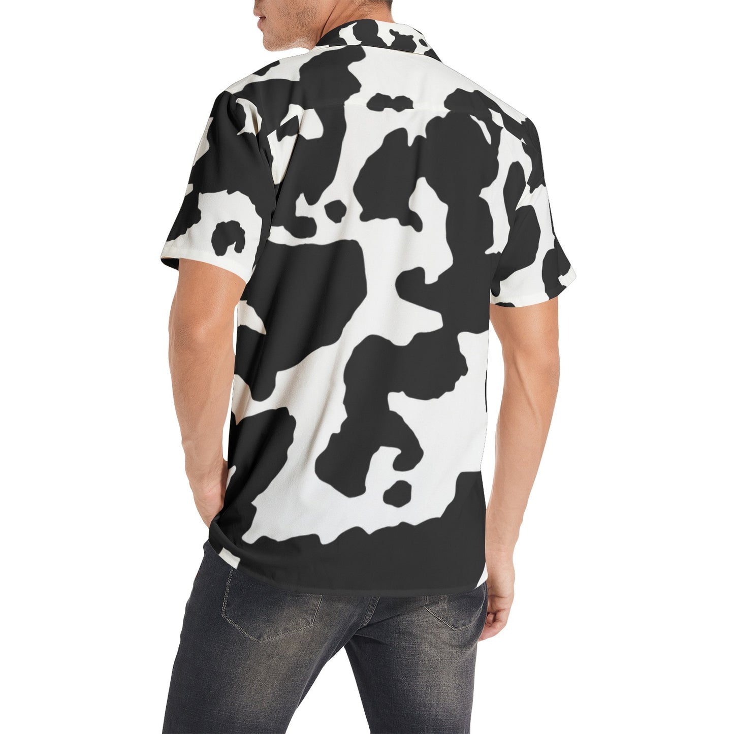 Cotton Camo Shirt For Men | Black & White Short-Sleeve