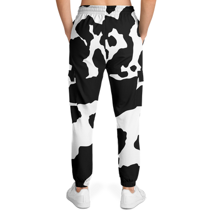 Camo Cargo Pants | Unisex | Black & White Cow Camouflage