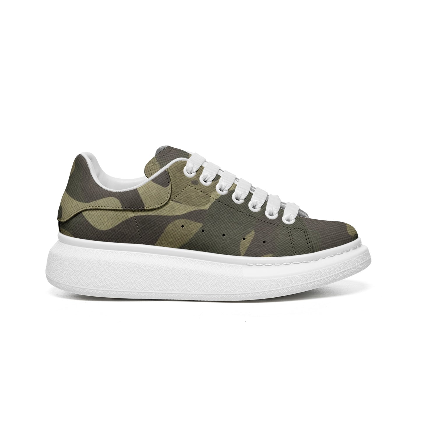 Oversized McQueen Sneakers | Green Fabric Camouflage