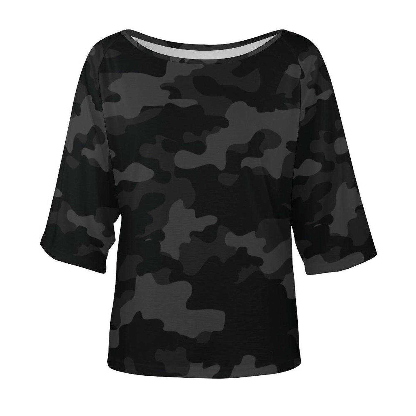 Off The Shoulder Top | Black Camo Shirt