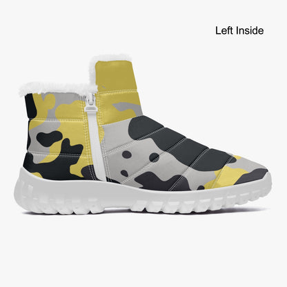 Camo Boots | Cotton-pad Fur Zipper Up | Yellow, Black & Silver