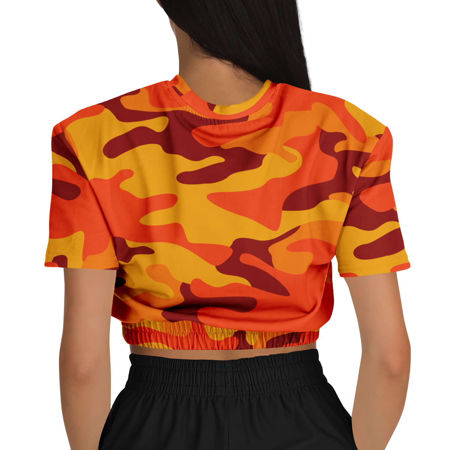 Camo Crop Top Sweatshirt | Orange & Red Camouflage