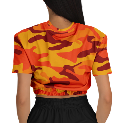 Camo Crop Top Sweatshirt | Orange & Red Camouflage