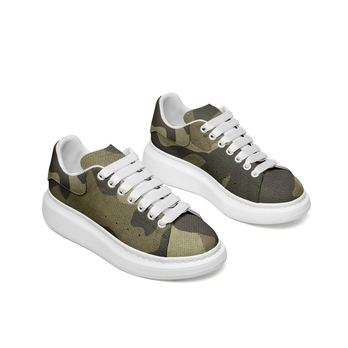 Oversized McQueen Sneakers | Green Fabric Camouflage