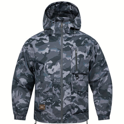 Men's Camouflage Hooded Zip Jacket: Multi-pocket, Loose Fit