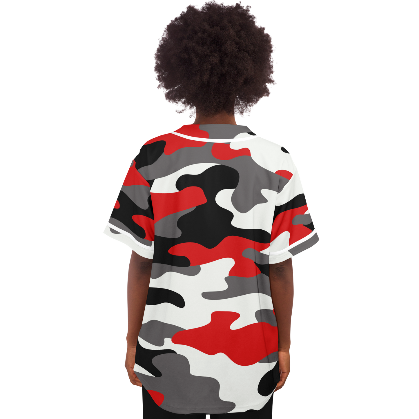 Camo Baseball Jersey | Red, Black & White Camouflage