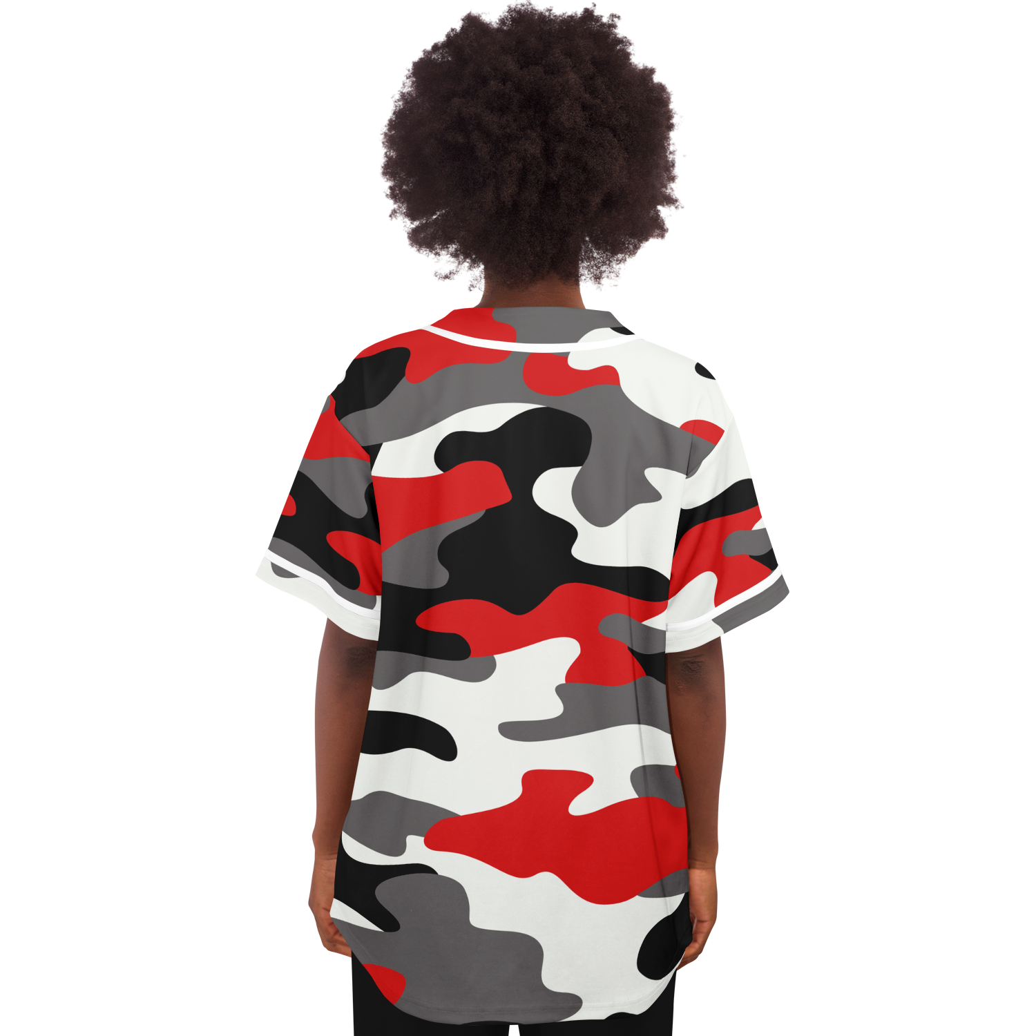 Camo Baseball Jersey | Red, Black & White Camouflage