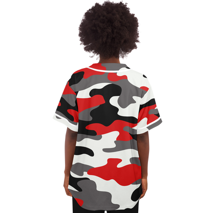 Camo Baseball Jersey | Red, Black & White Camouflage