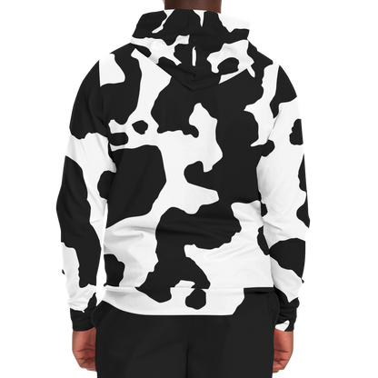 Zip-Up Hoodie | Black & White Camouflage