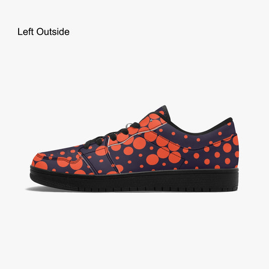 Camo Sneakers | Orange Blue Low-Top Leather Camouflage Shoes