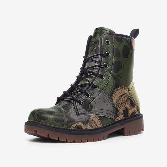 Skulls Camo Boots | Lightweight Leather | Green and Gray