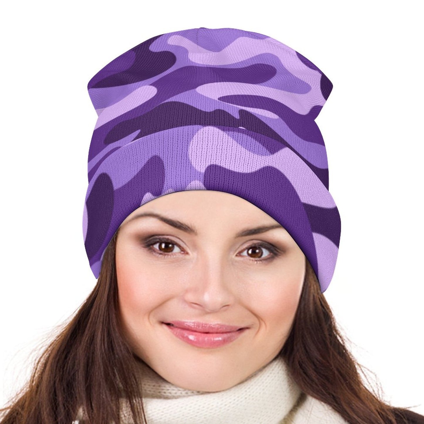 Camo Beanie | Purple, Blue & Mauve Camouflage