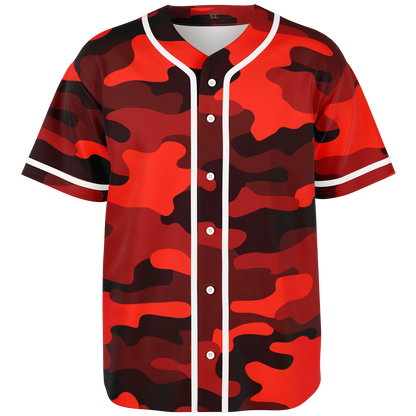 Camo Baseball Jersey | Scarlet Red & Black Camouflage