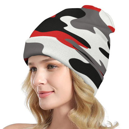 Camo Beanie | Red, Black & White Camouflage