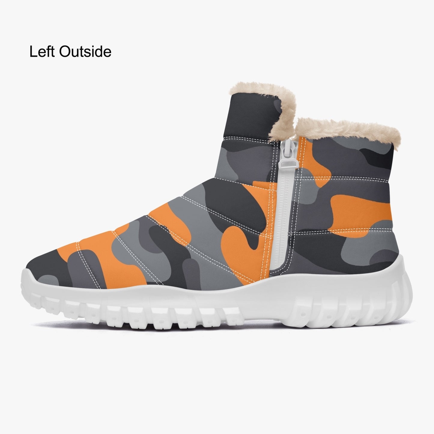 Camo Boots | Cotton-pad Fur Zipper Up | Orange, Black & Gray