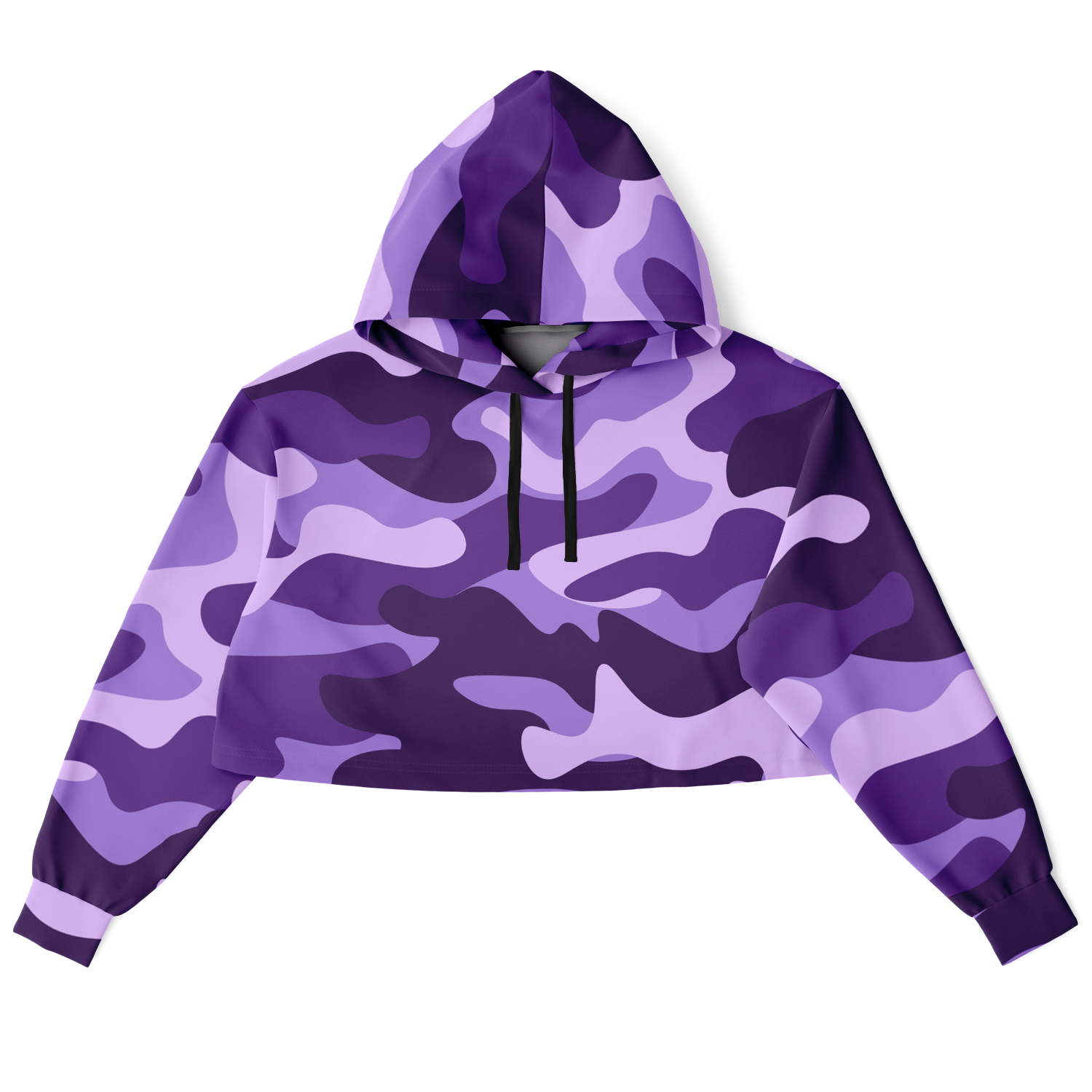 Cropped Hoodie For Women | Purple, Blue & Mauve Camouflage